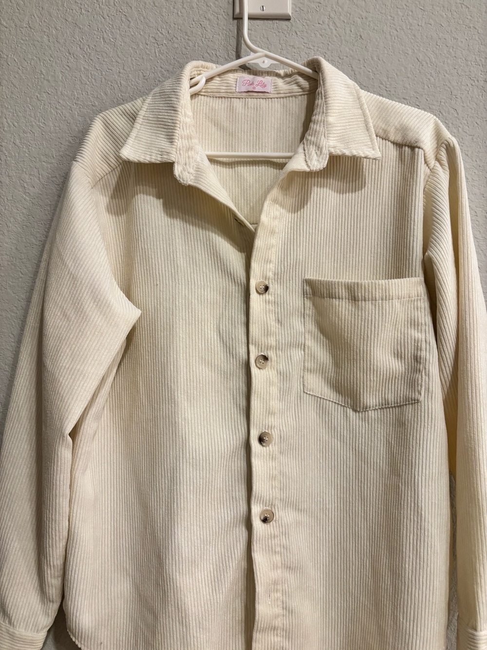 Pink Lily Oversized SHACKET Corduroy Jacket Women's Utility
Cream Shirt Medium
